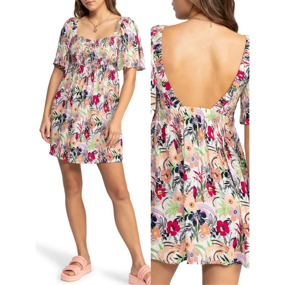 ROXY Golden Dawn Sweetheart Square Neck Mini Dress